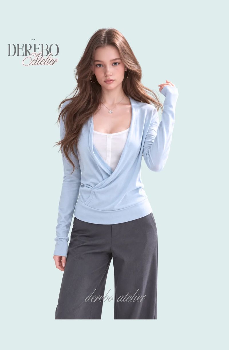 Sky crossover layered long-sleeve tee