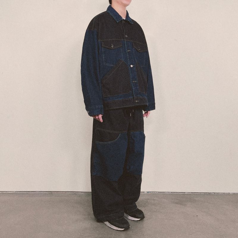 panel mix denim trucker jacket_blue
