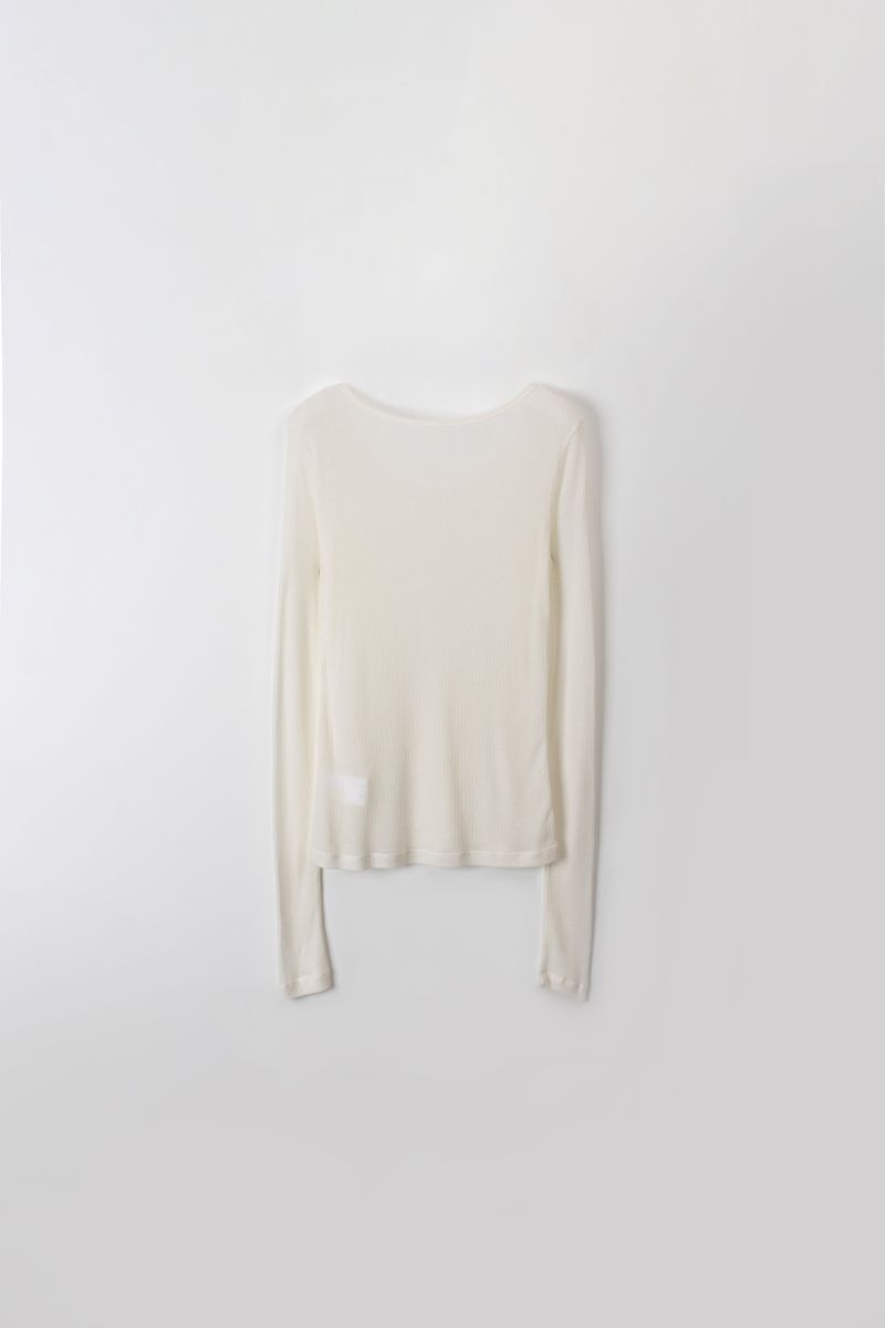 Wool boat neck T (Ivory)