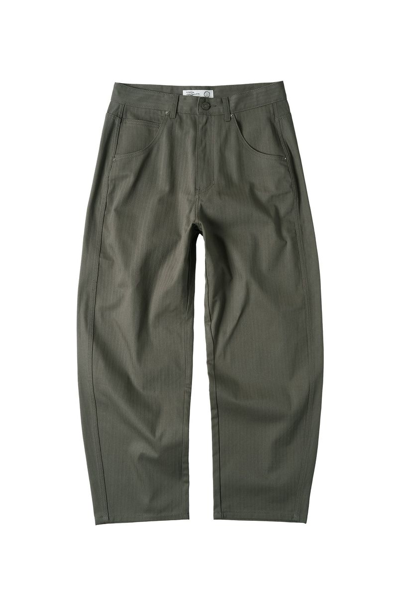 Semi Curved Herringbone Twill Pants (Khaki)