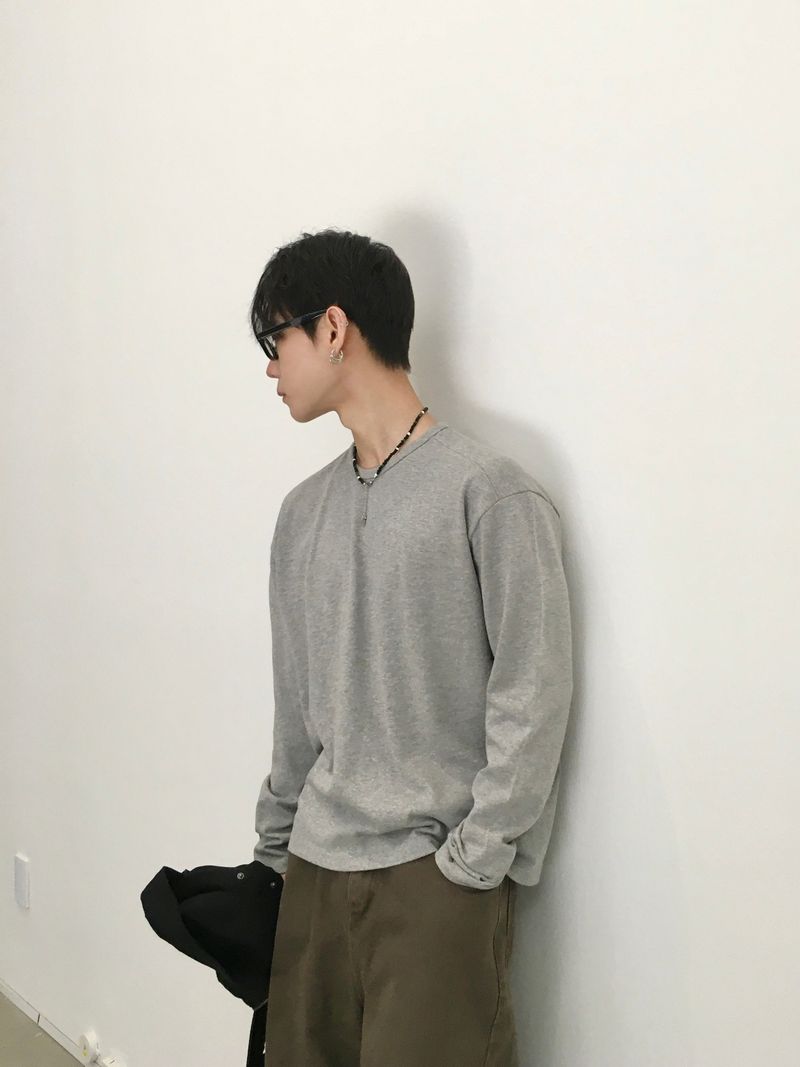 Checker Basic Crop Cut-Out Long Sleeve 3C