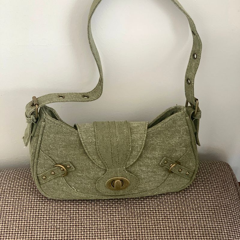 Binbe Vintage Washing Green Shoulder Bag