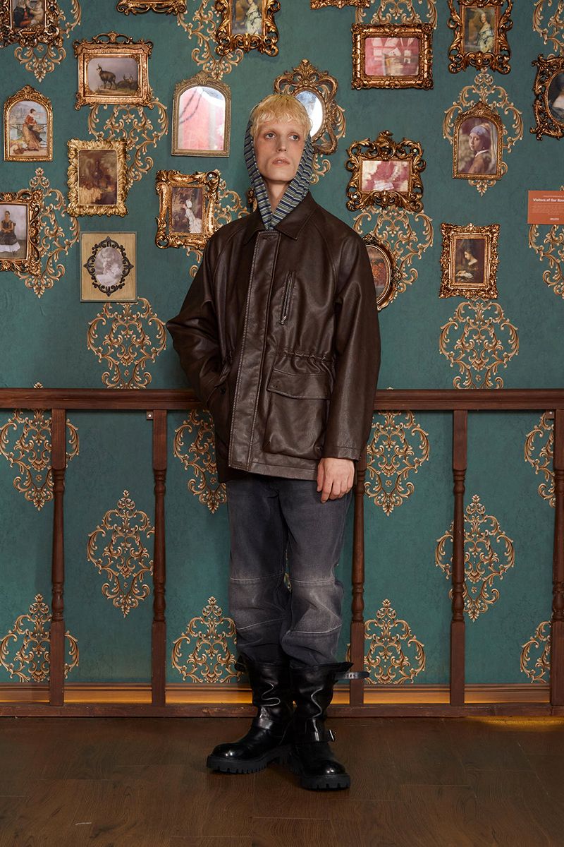 WASHED LEATHER FIELD JACKET / BROWN
