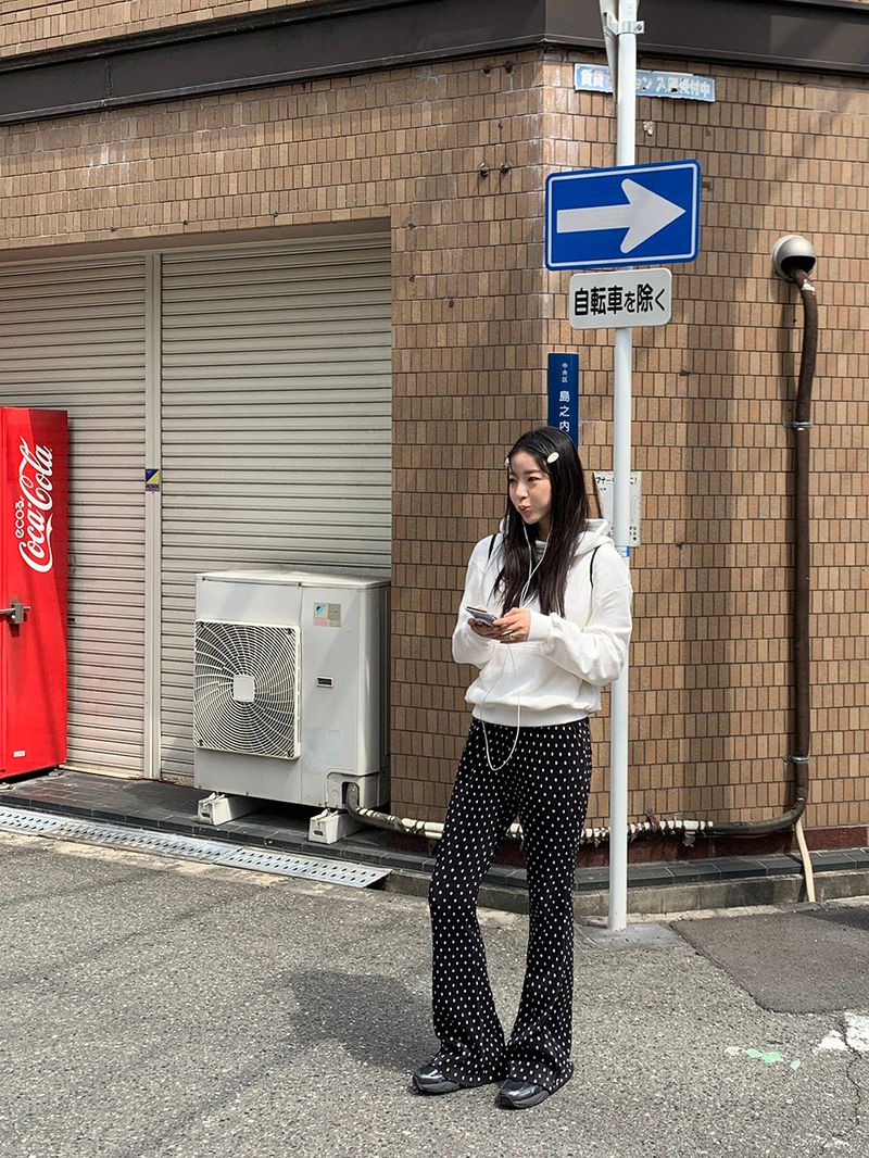 [MADE] Dot Pleated Long Bootcut Pants
