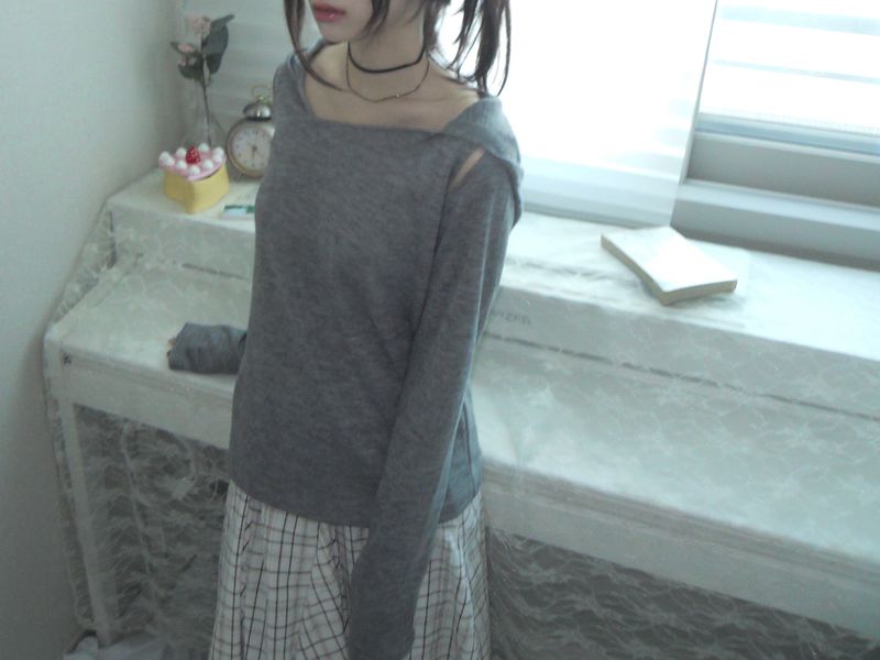 unbal slit hoodie
