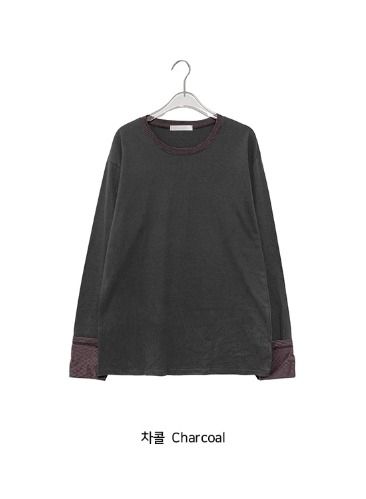 Ireep Button Roll-up Color Matching Long Sleeve Tee