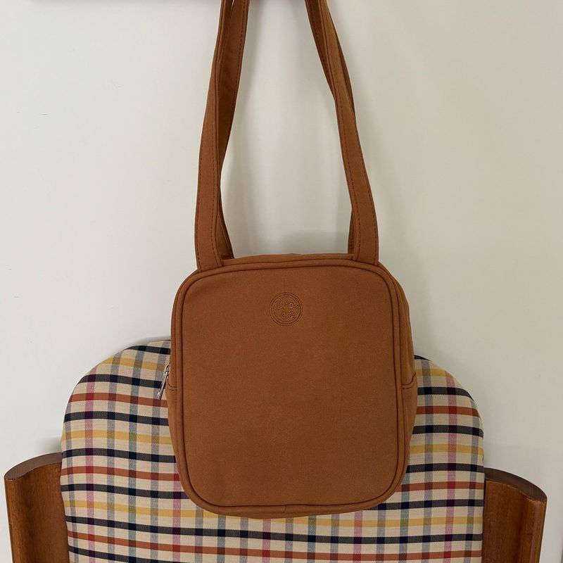 square suede bag _chestnut
