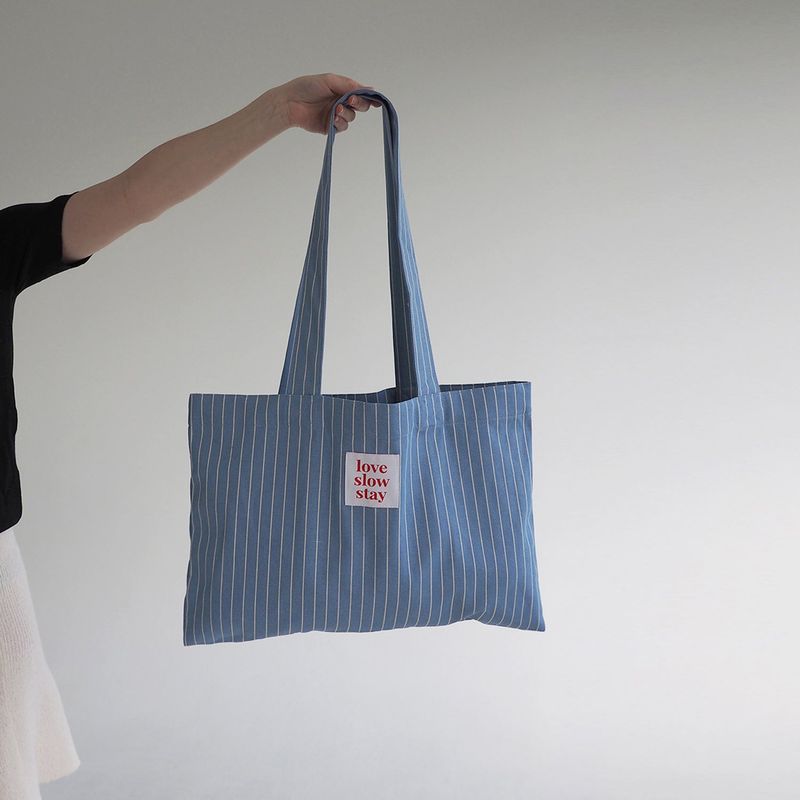 stripe eco bag_sky