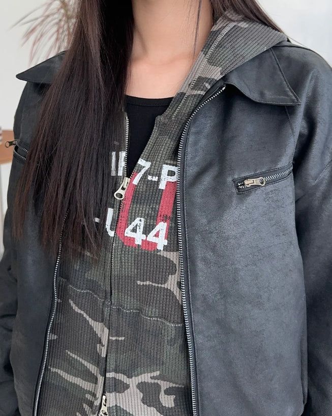 Edion Crop Leather Jacket