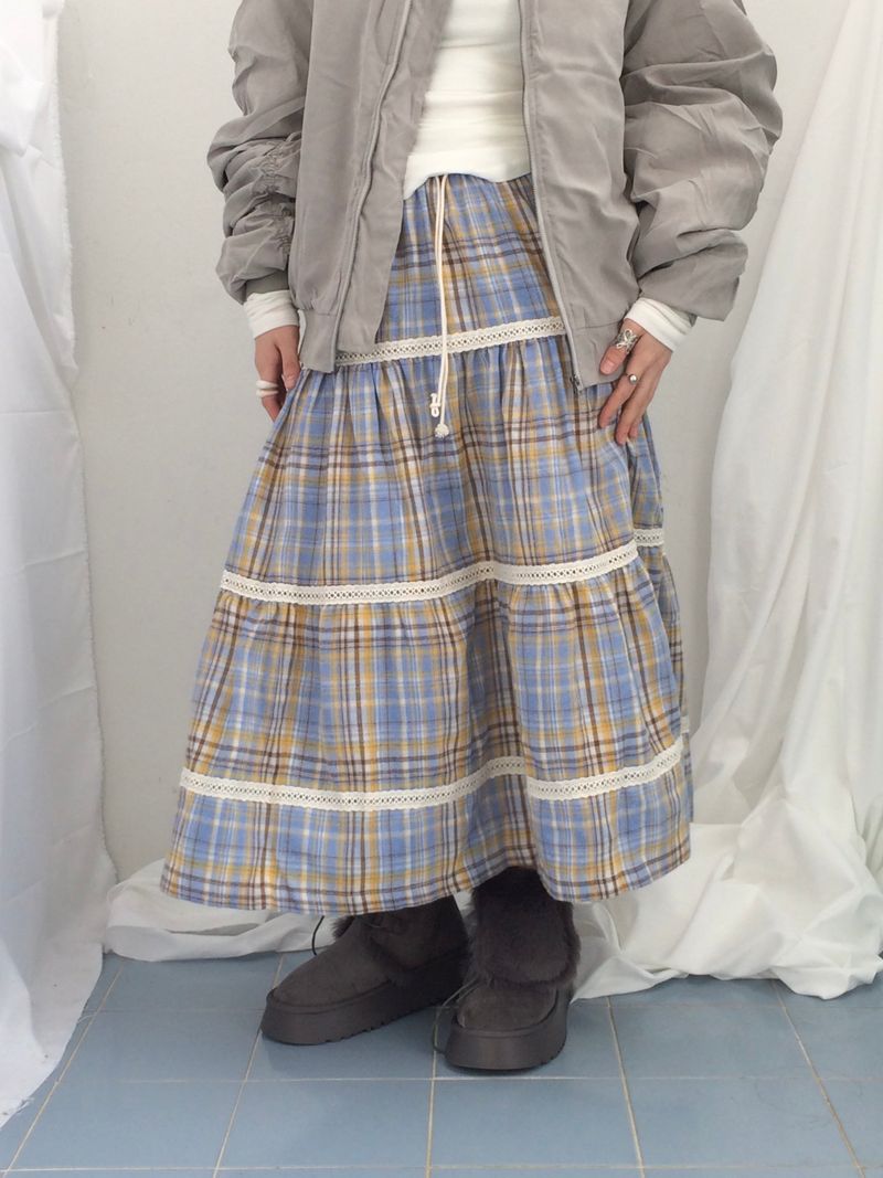 Hazel latte checkered skirt