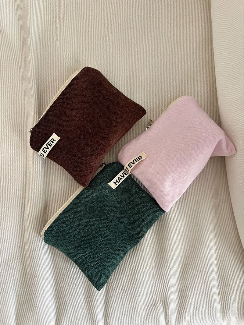 Terry flat pouch - brown , S size