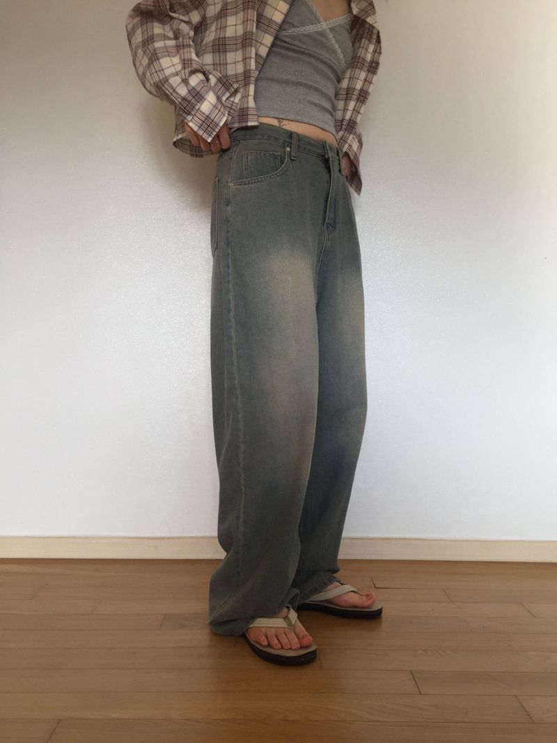 Touch denim wide long pants (2 colors)