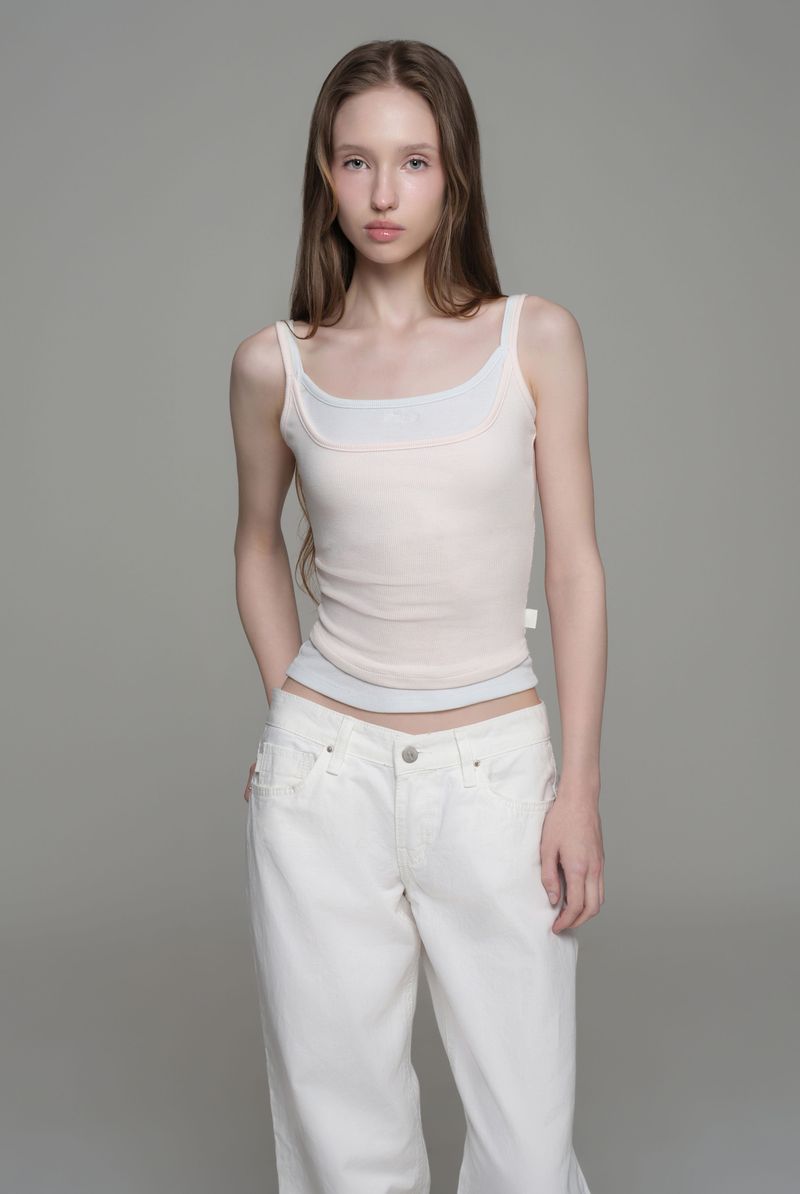Doubles soft layered camisole top, Pink
