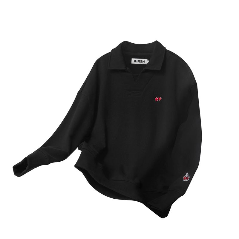 KIRSH（キルシー）の「CHERRY OPEN COLLAR SWEATSHIRT [BLACK]（Tops）」