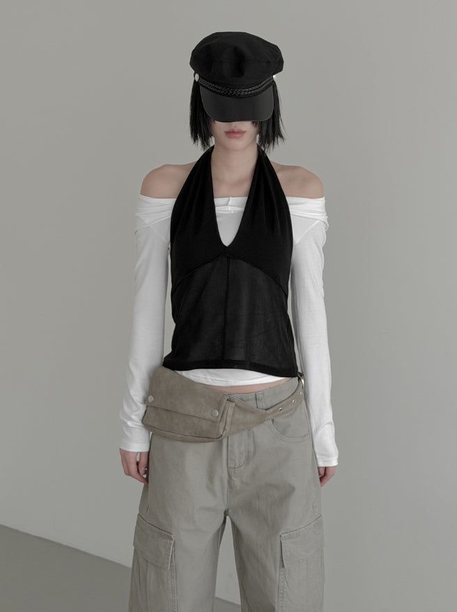 mnem（ムネム）の「Blin Mesh Cowl Halter Top（Tops）」