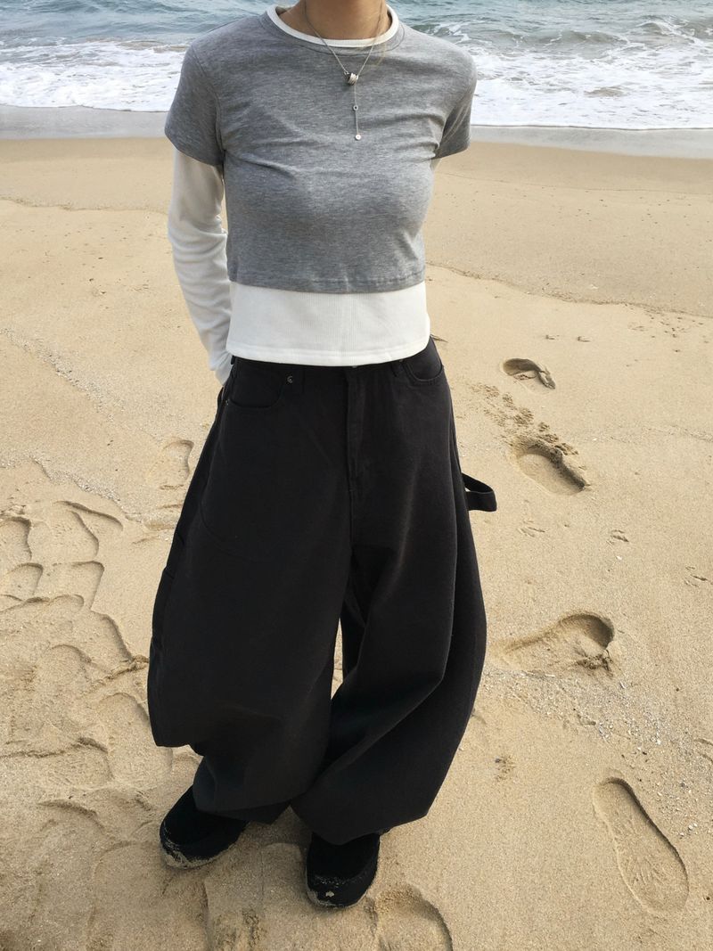 Soft Color Block Layered T-Shirt (3c)