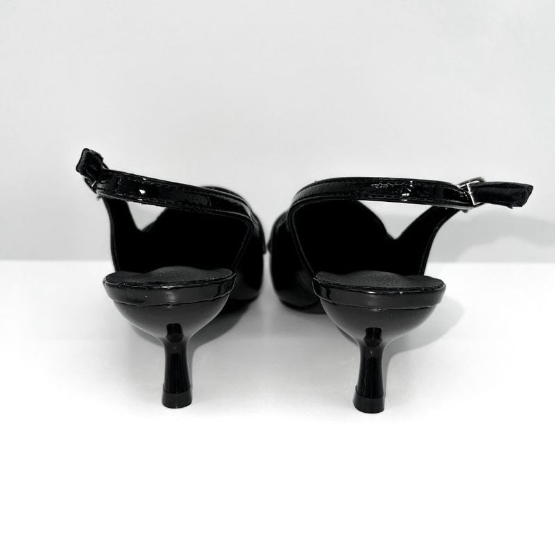 Black Enamel Semi Square Geek Chic Slingback (Black)