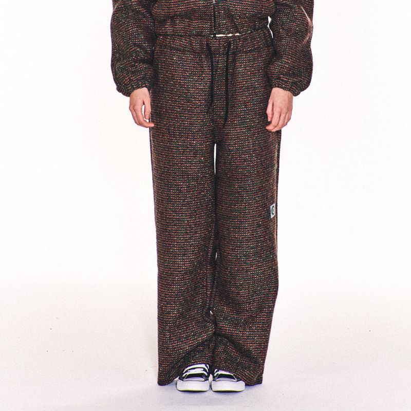 AVRIL TWEED WIDE LONG PANTS (GREEN)