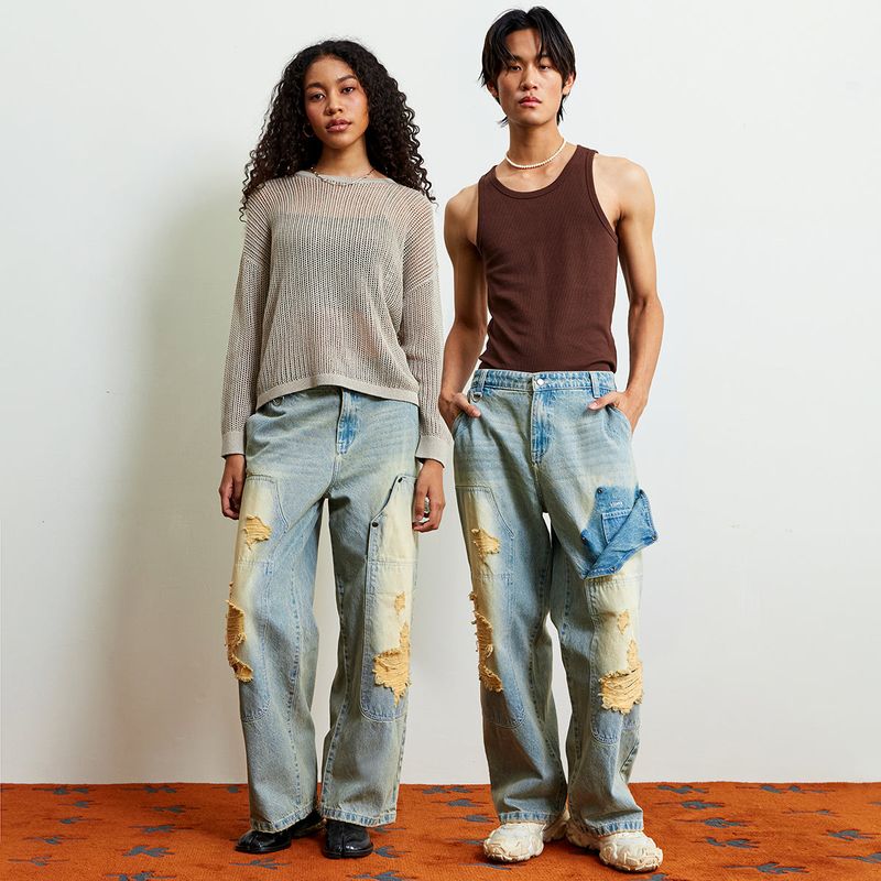 Vineca (Destroyed) Double Knee Jeans