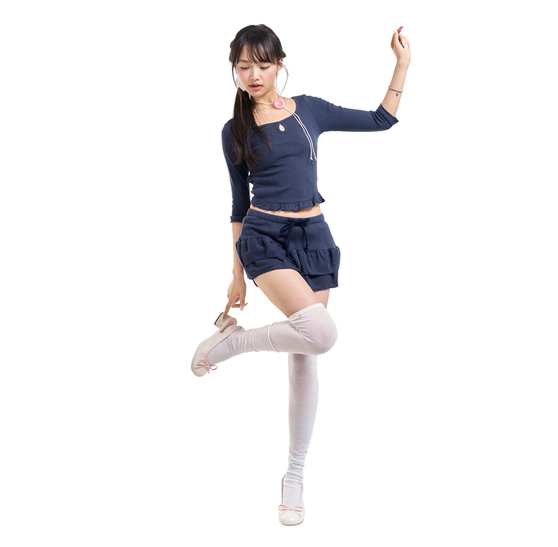 BLOSSOM PICOT MINI SKIRT [NAVY]