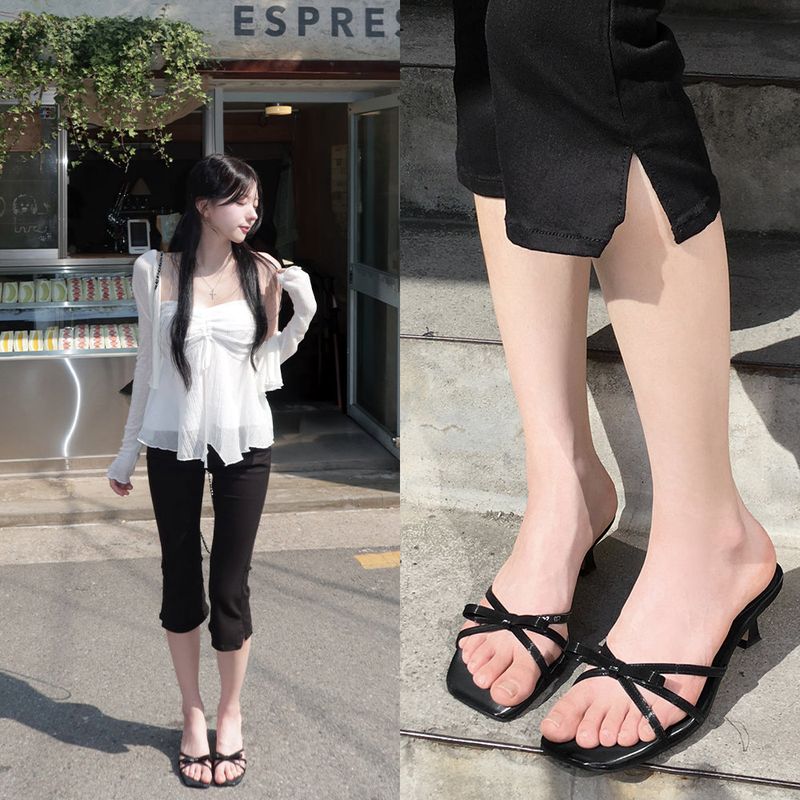 Liben Ribbon Strap Thong Heel Sandal