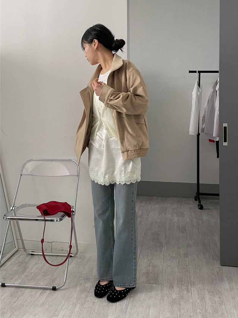 Verdi Flap Overfit Suede Blouson