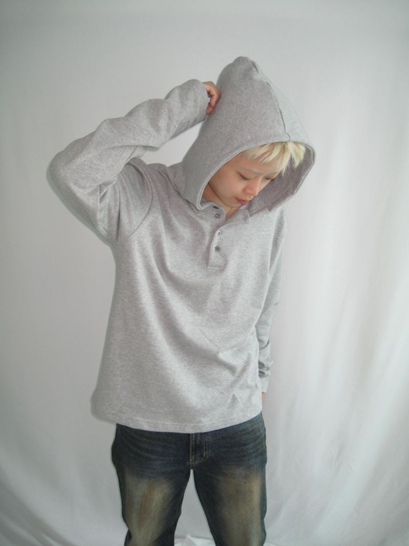 Hand Warmer Henley Neck Hoodie (4c)