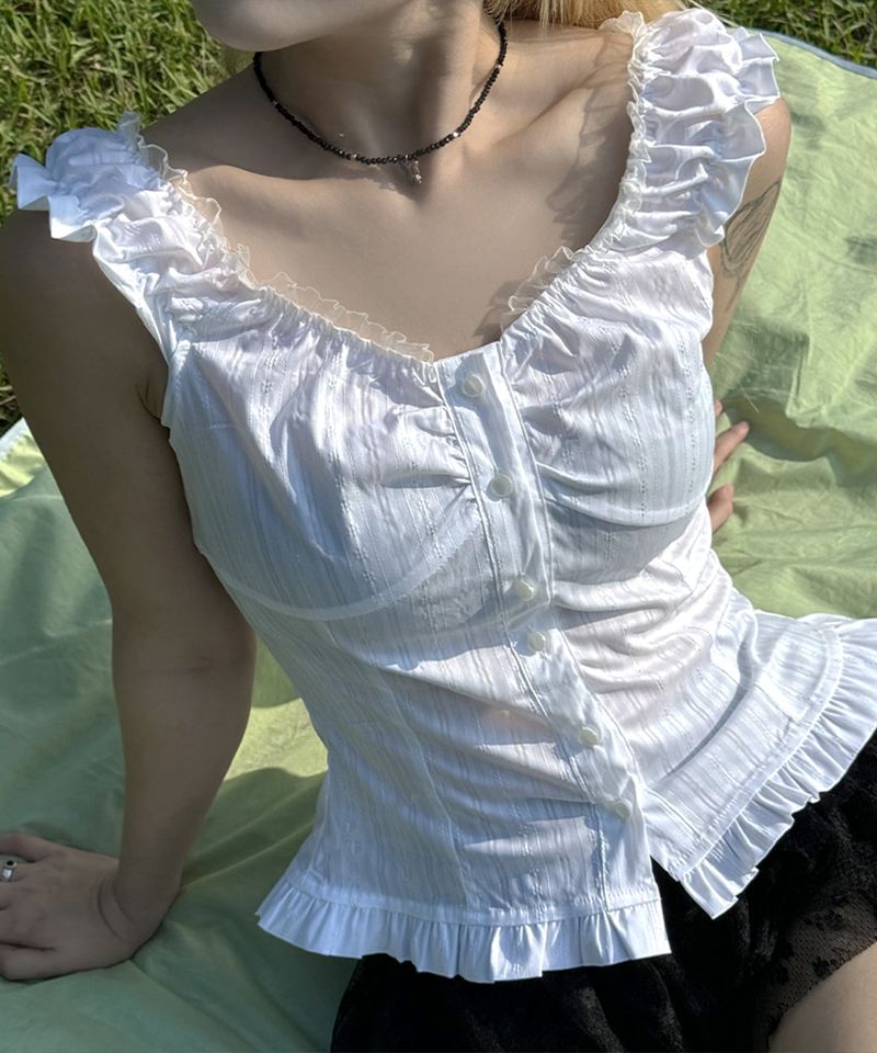 meego（ミーゴ）の「frill blouse (2colors)（Tops）」