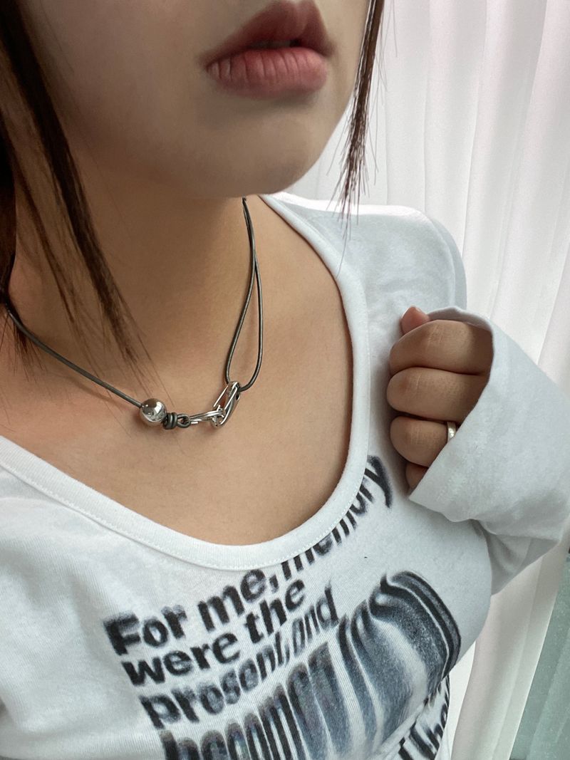 Leather Ball Buckle Necklace