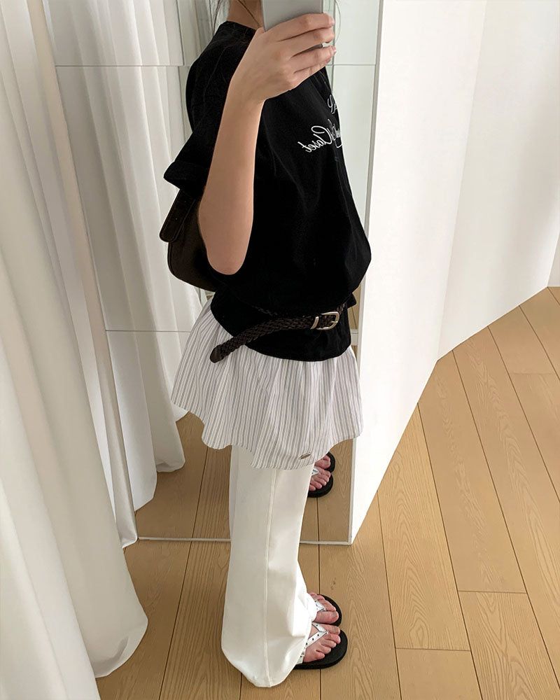 [ORIGINAL] Taili striped layered skirt