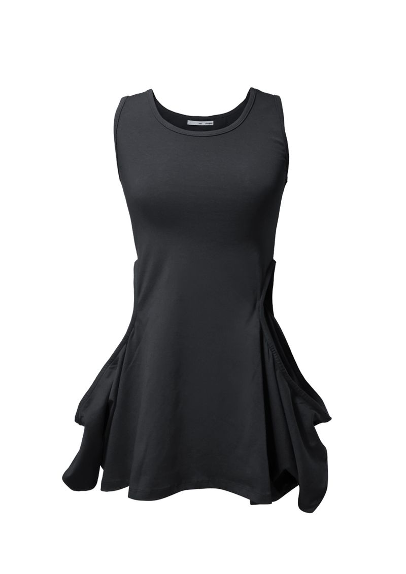 OPEN SLIT SLEEVELESS . BLACK