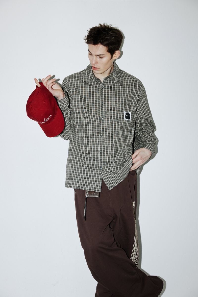 Vintage Check Shirts (Beige-gray)