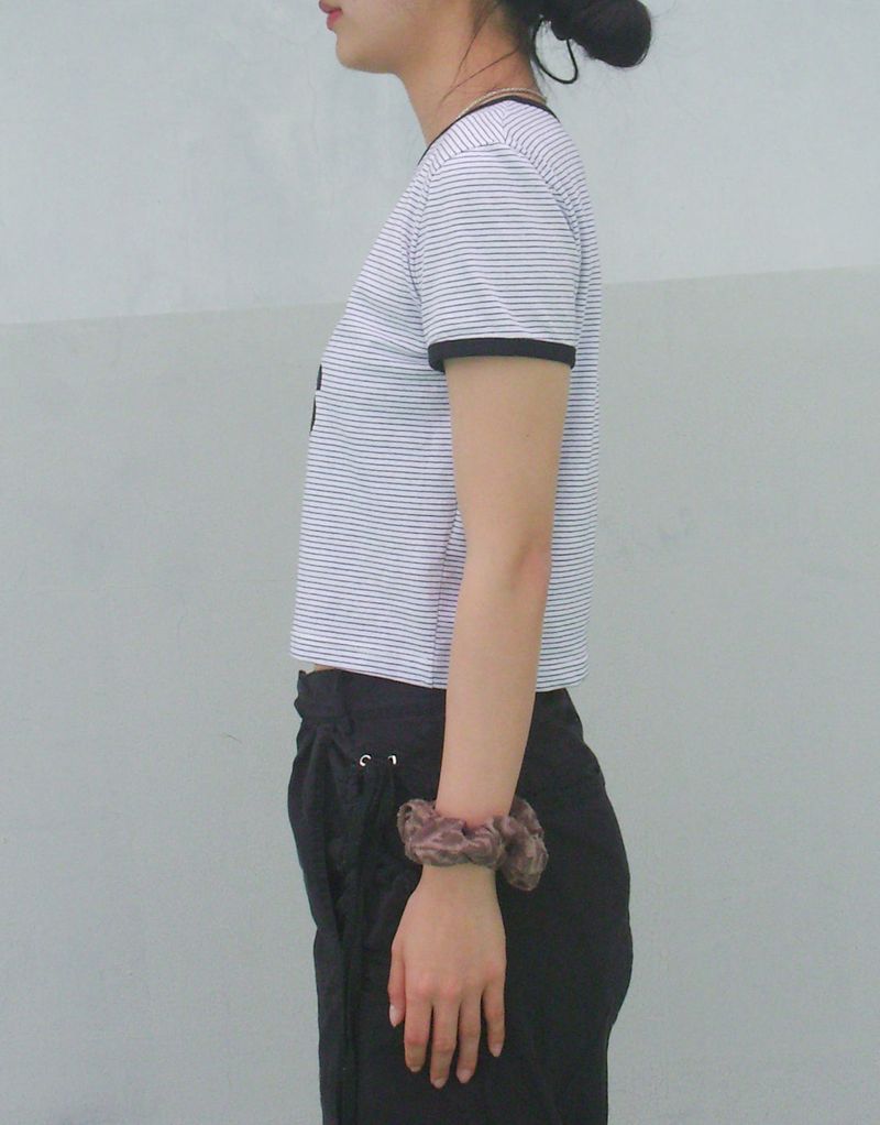 LTM Stripe Crop T-shirt (WHITE)