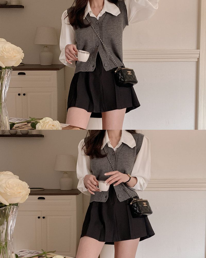 Delmo Knitwear Layered Shirt
