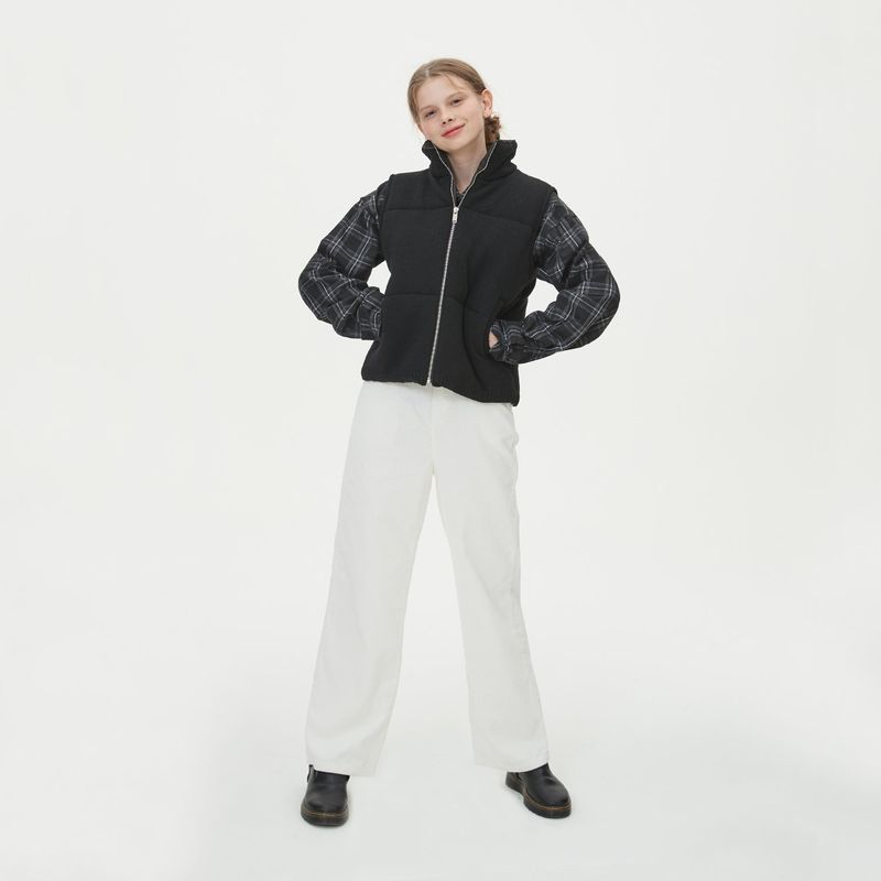 WARM PUFFER KNIT PADDING VEST_BLACK