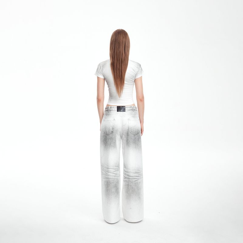 spray paint straight-leg jeans