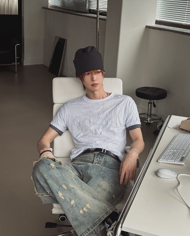 Even Wrinkle Layered Short Sleeve T-shirt
