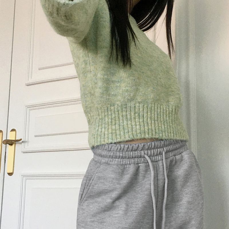 Adieu pastel gradation mix round long sleeve knit