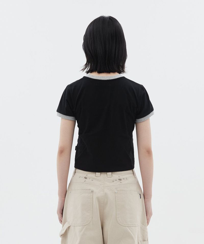 3 Star Horse Patch Crop T-Shirt_Black
