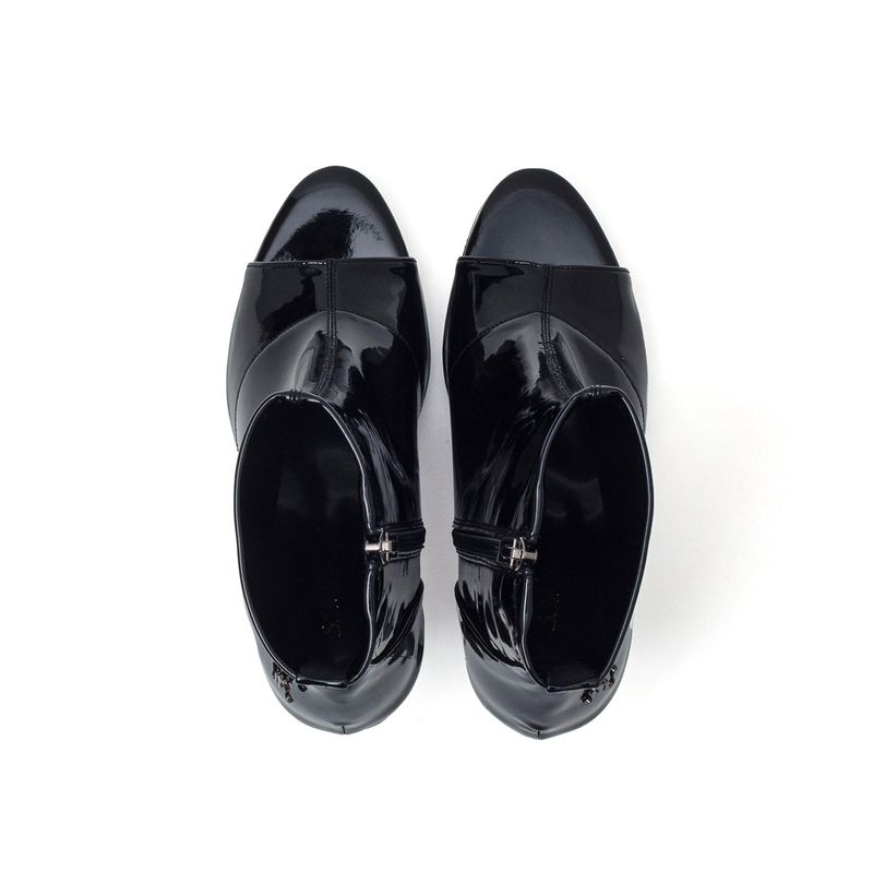 New Open Toe Slim Ankle Heel(Glossy Black)