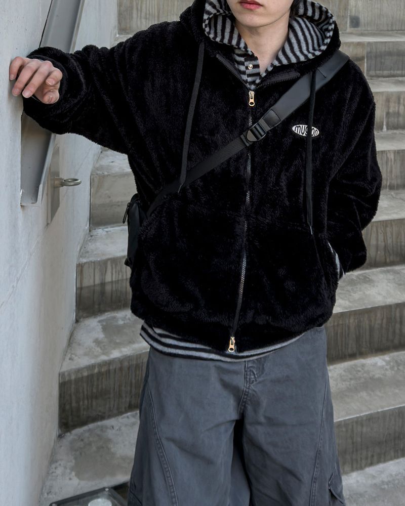 Perrin Fleece Shearling Hood Zip-Up