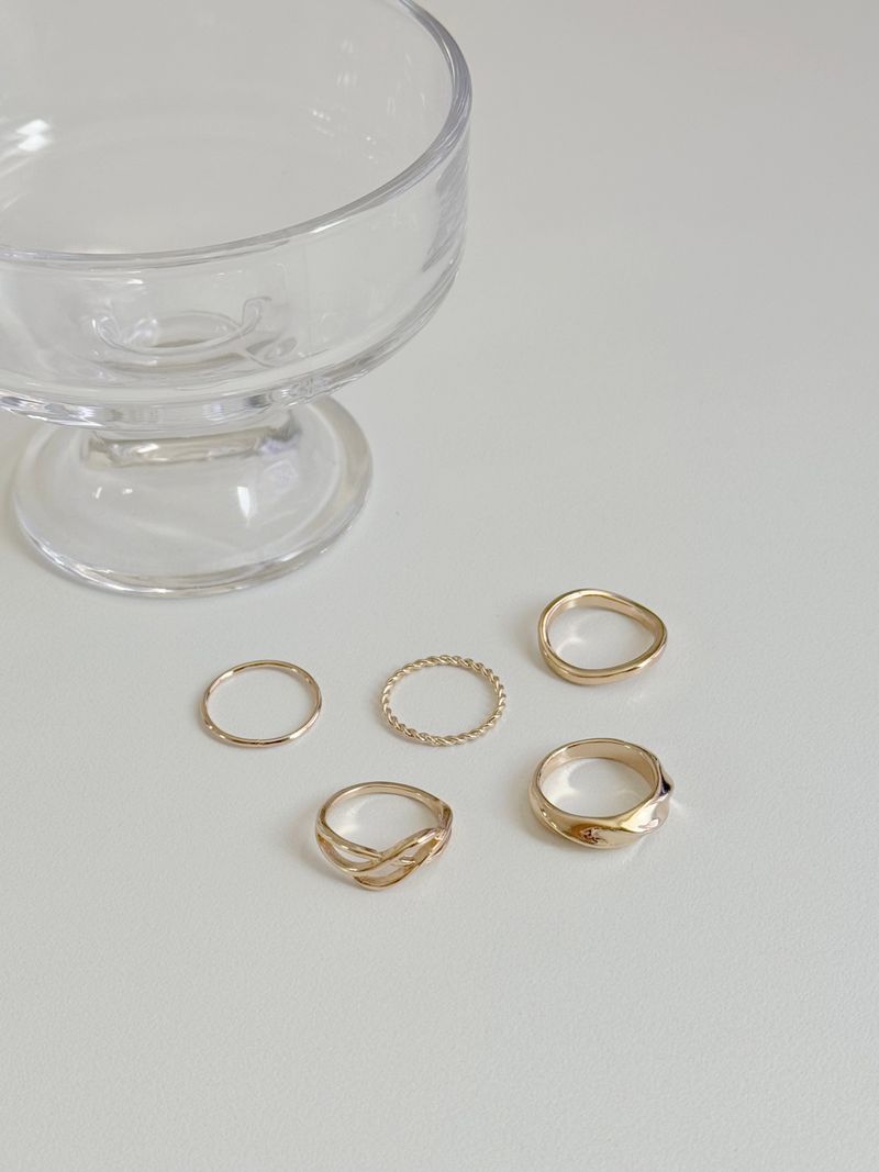 [5 set] Bold Twist Ring Set / Daily Ring Simple Mood