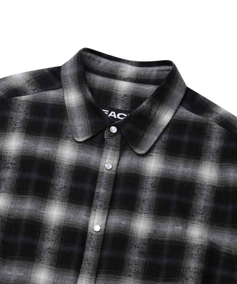ROUNDED COLLAR CHECK SHIRT_BLACK
