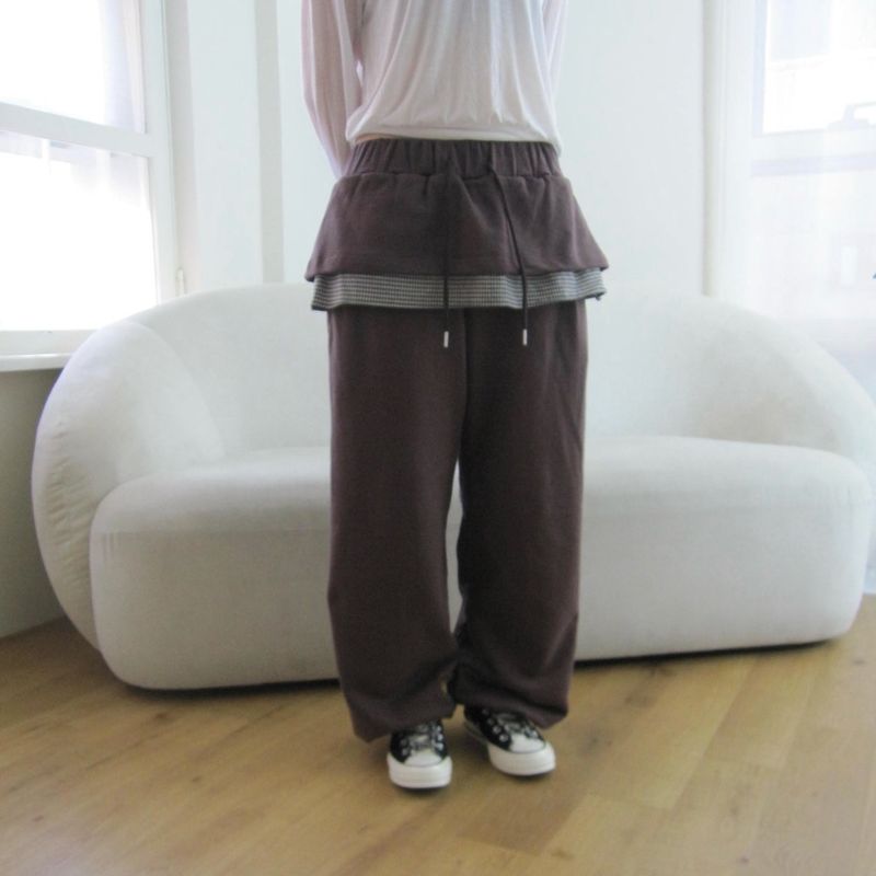 チェックラッフルスウェットパンツ