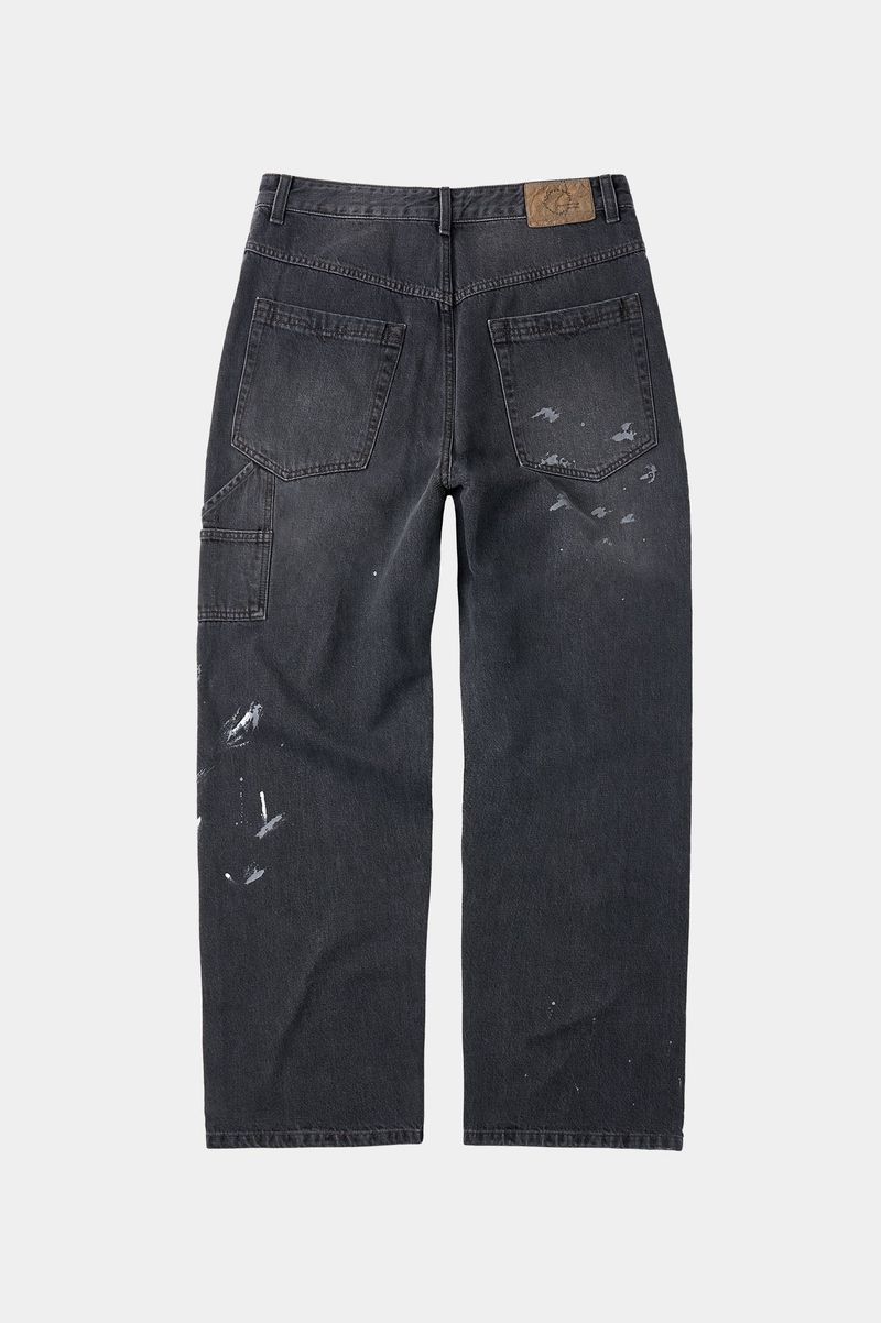 Aged Splatter Carpenter Denim Pants(Washed Black)