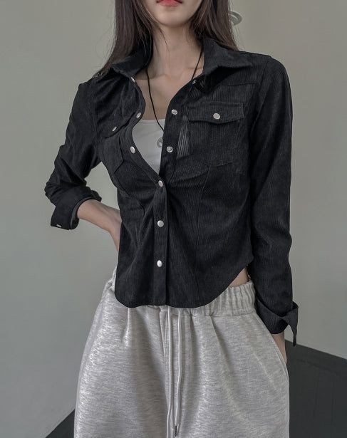 Ribbed slim-fit western shirt