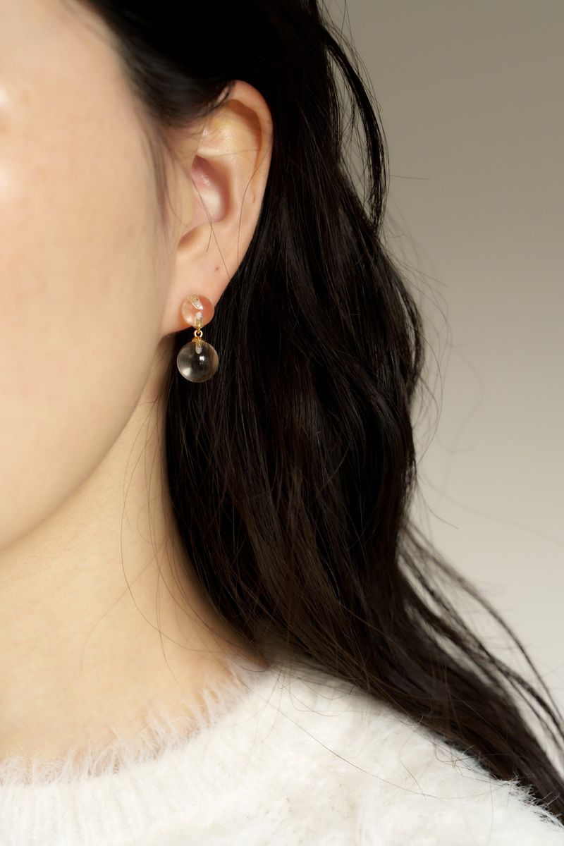 clear quartz earring (2color)