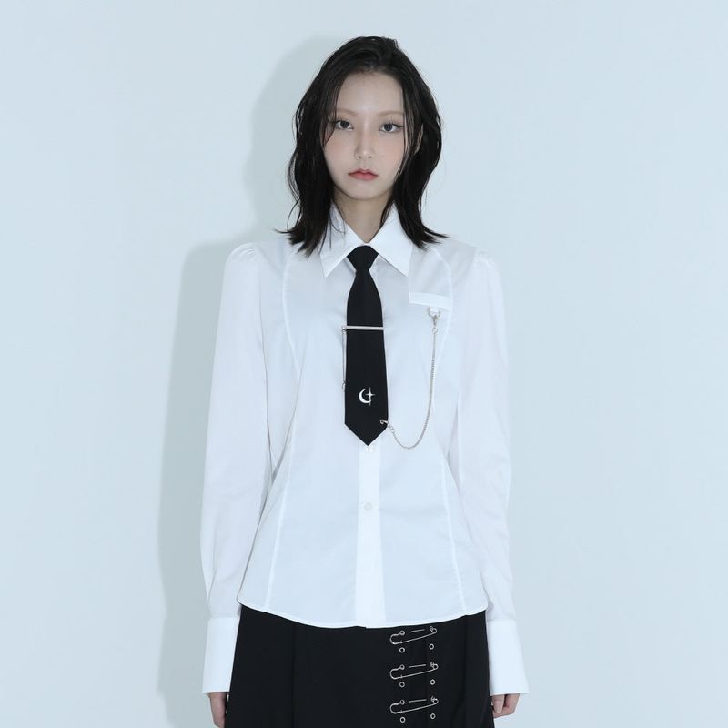 CLUT STUDIO（クラットスタジオ）の「0 1 necktie chain shirt - WHITE（Tops）」