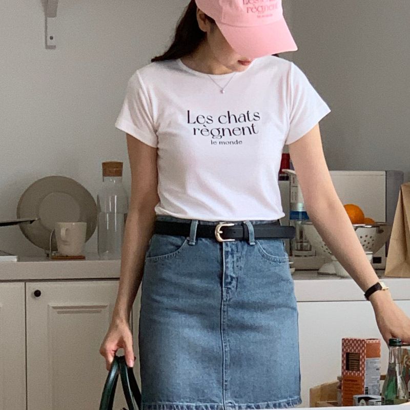 LES CHATS LETTERING T-SHIRT WHITE