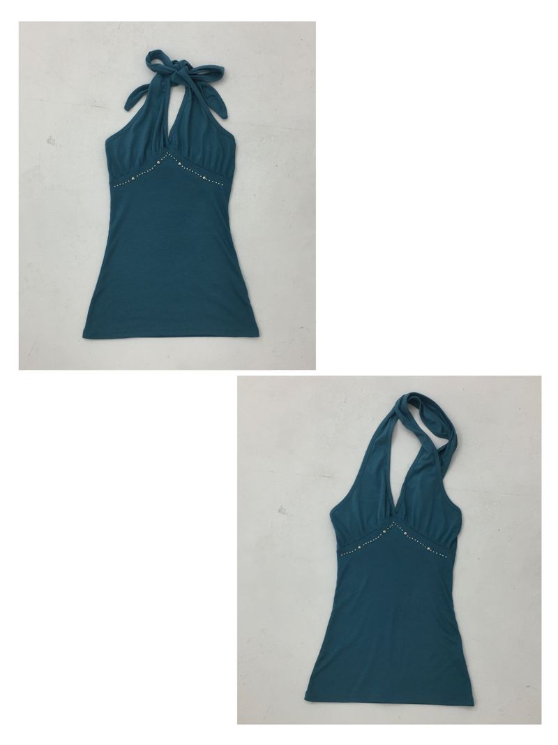 Vintage Stud Ribbon Halter Top